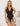 Women Plus Size Black Stripe Slit Bodysuit