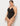 Women Plus Size Solid Color Deep V Cross Backless Swimsuit