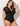 Women Plus Size One-Piece Conservative Black Webbing Swimsuit