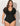 Women Plus Size One-Piece Conservative Black Webbing Swimsuit