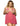 Women Plus Size Pink Mesh Bow Open Cup Babydoll