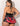 Women Plus Size Red Graffiti Skirt Two-piece Swimsuit